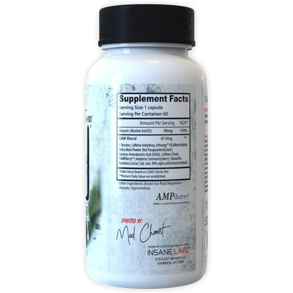 Skład produktu INSANE LABZ Psychotic SAW Fatburner 60 kaps.