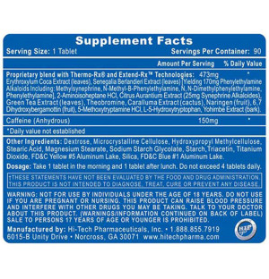 Product composition Hi-Tech Pharma LIPODRENE ELITE 90 caps.