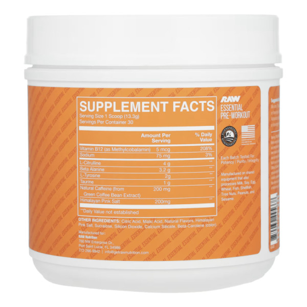 Skład produktu Raw Nutrition Essential PRE