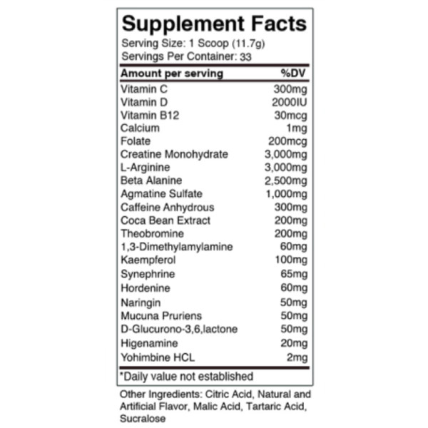 Skład produktu CENTURION LABZ RAGE PRE-WORKOUT 386g