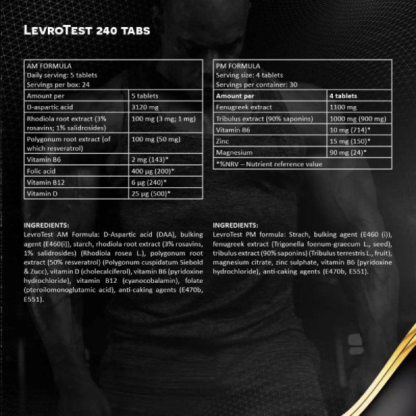 Skład produktu Kevin Levrone LEVRO TEST AM. PM. 240 tab.