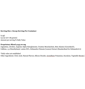 Skład produktu Zion Labs Monster Preworkout 360G Geranium Agmatyna