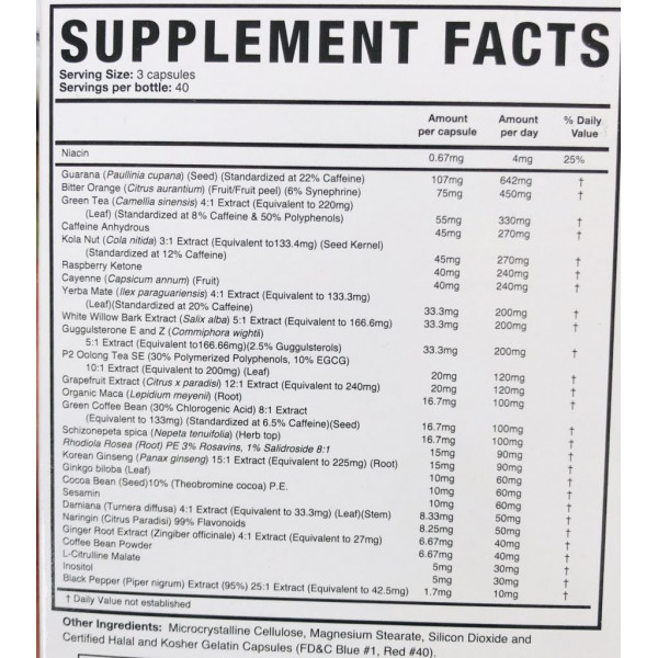 Skład produktu MAGNUM Heat Accelerated 120 kaps.