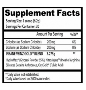 Skład produktu INSANE VEINZ Gold PREWORKOUT 180g