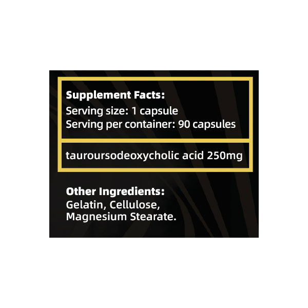 Composition of the 250 mg tauroursodeoxycholic acid supplement.